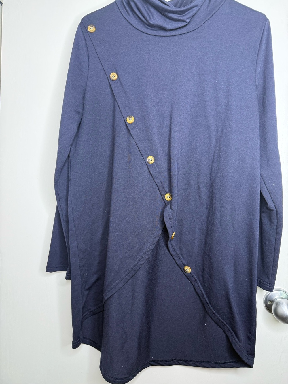SHEIN Navy Asymmetrical Button Front Tunic XL